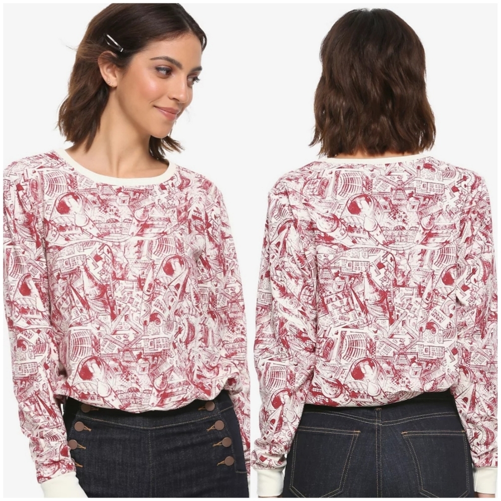 Harry Potter Hogwarts Sketch Cinched Waist Lightweight Sweatshirt